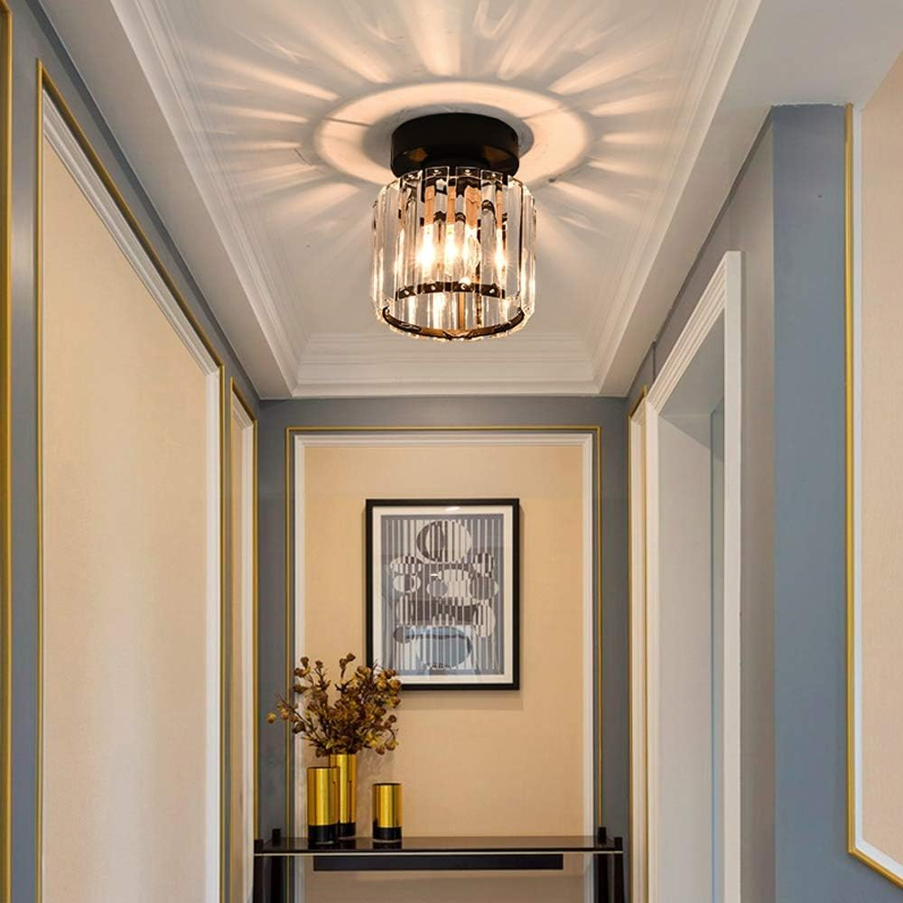 Moderne Kristallen Plafondlamp met Schaduweffect Zwart Rond (26*30cm)