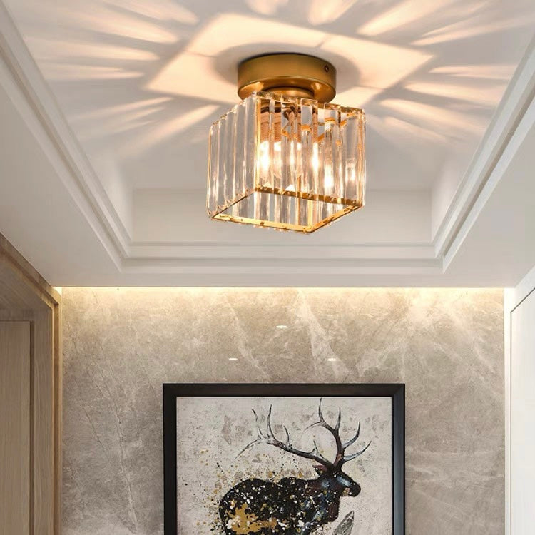 Moderne Kristallen Plafondlamp met Schaduweffect Goud Vierkant (13*17cm)