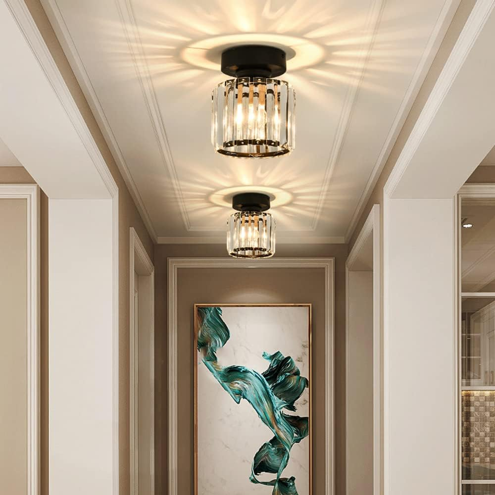 Moderne Kristallen Plafondlamp met Schaduweffect Zwart Rond (20*20cm)