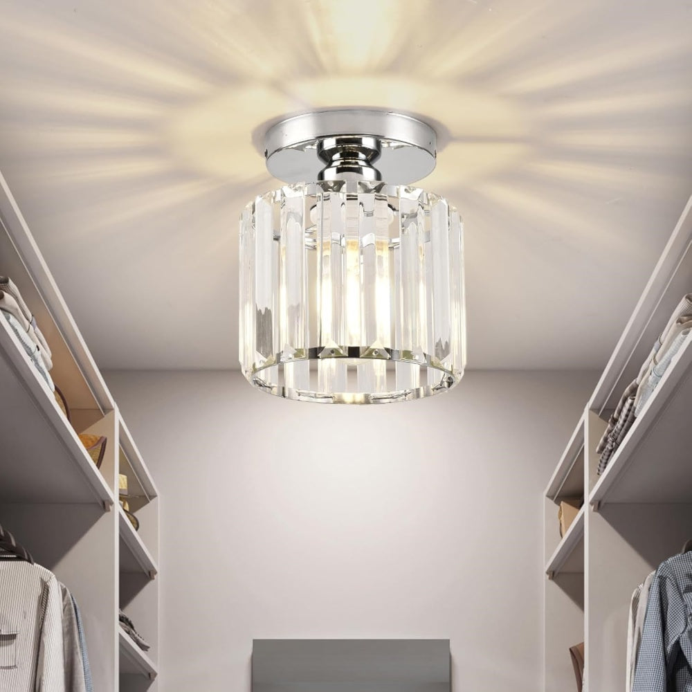 Moderne Kristallen Plafondlamp met Schaduweffect Zilver Rond (13*17cm)