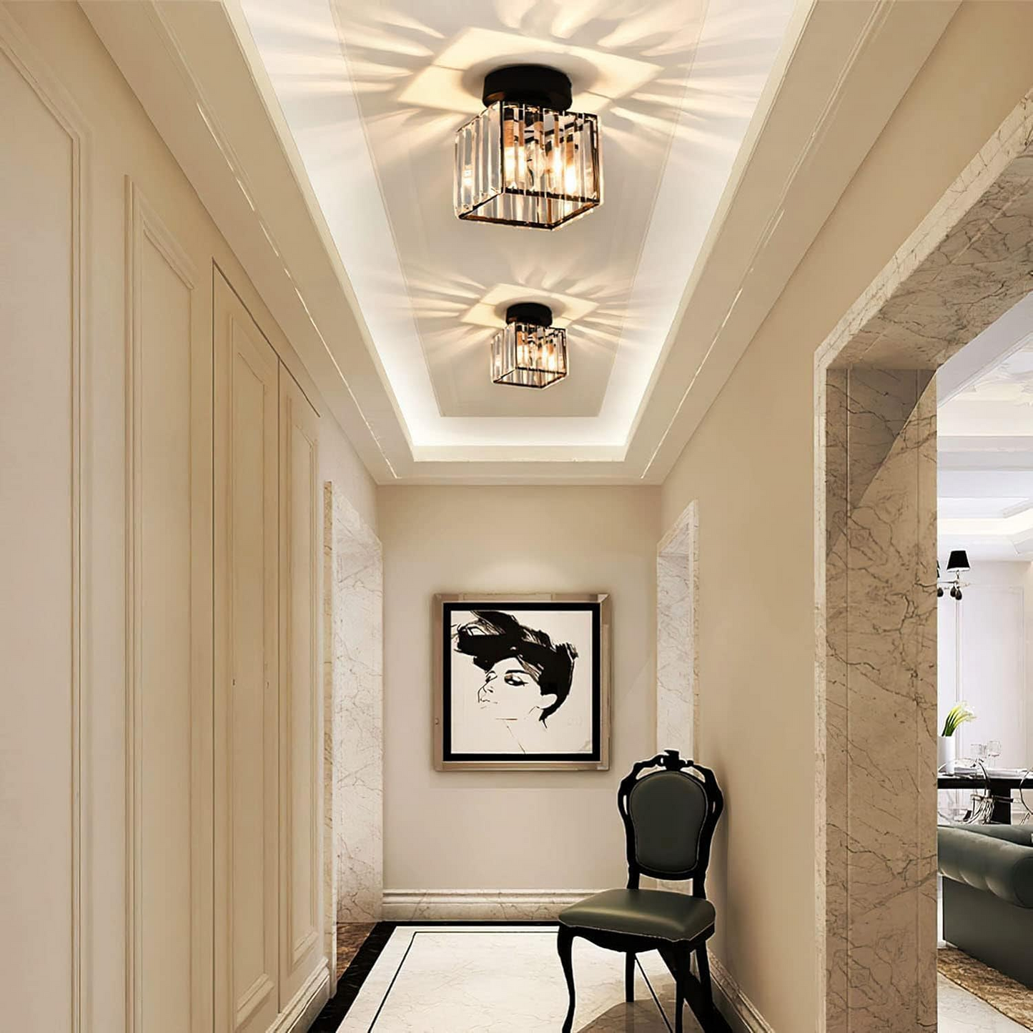 Moderne Kristallen Plafondlamp met Schaduweffect