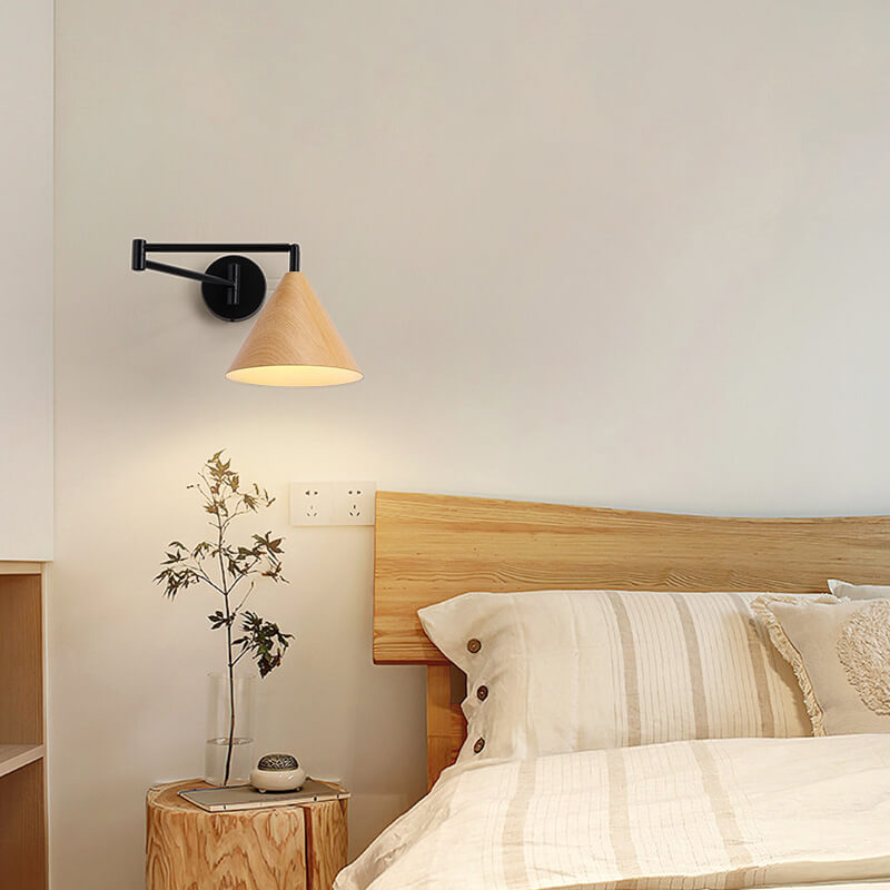 Wandlamp Industrieel Verstelbaar met Hout en Metaal Houtkleur Wit Licht (5000K)