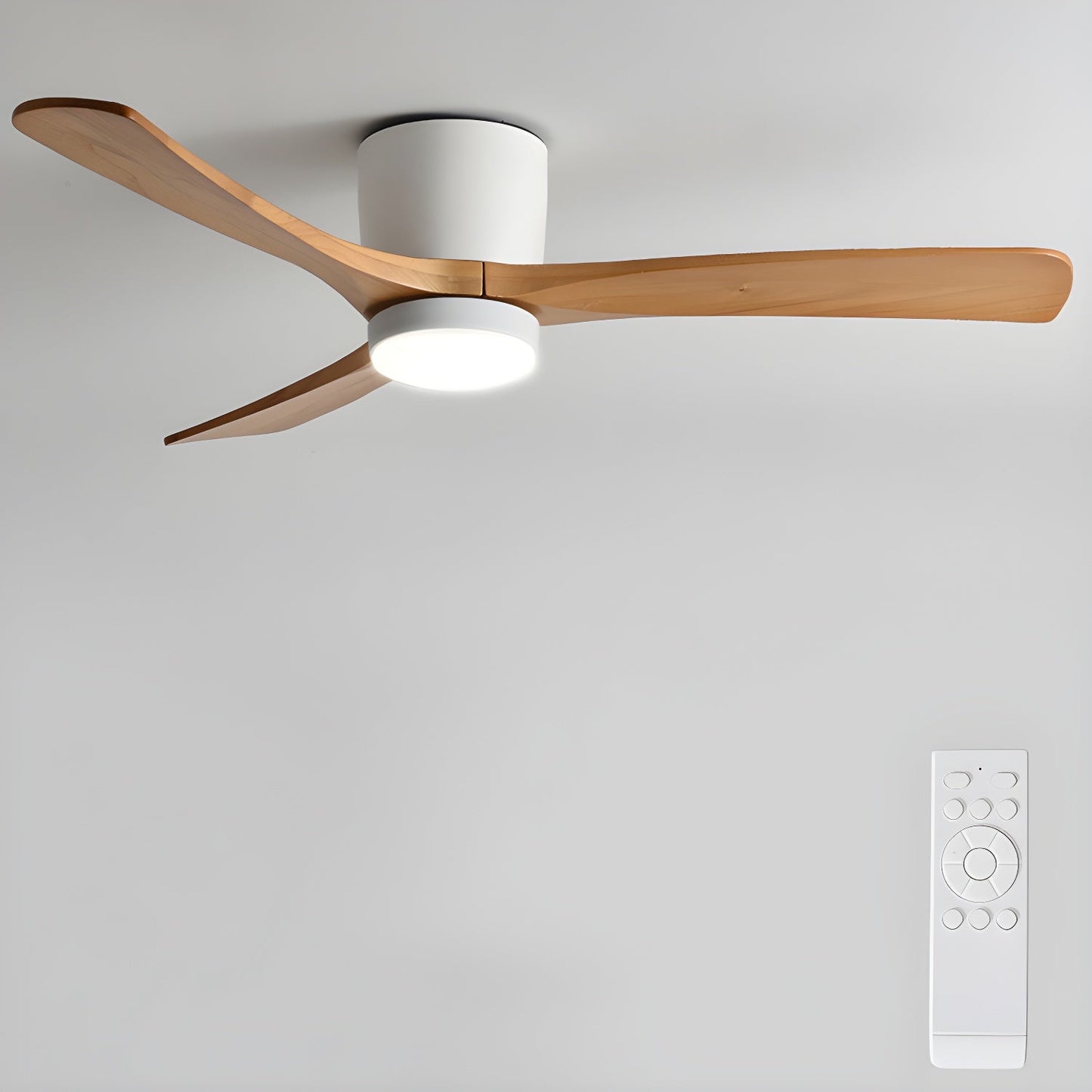 Nordic Houten Plafondventilator met LED Verlichting en Afstandsbediening - Stille Ventilator voor Binnen 16