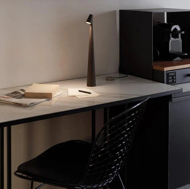 Oplaadbare Draadloze Tafellamp Zwart - Minimalistische LED Lamp met Touch Dimbaar Functie