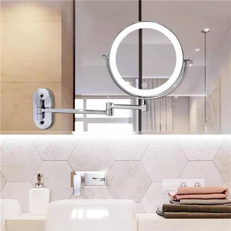 Oplaadbare LED Make-up Spiegel met Verlichting en 5x Vergroting - Dimbaar en Verstelbare Helderheid 2