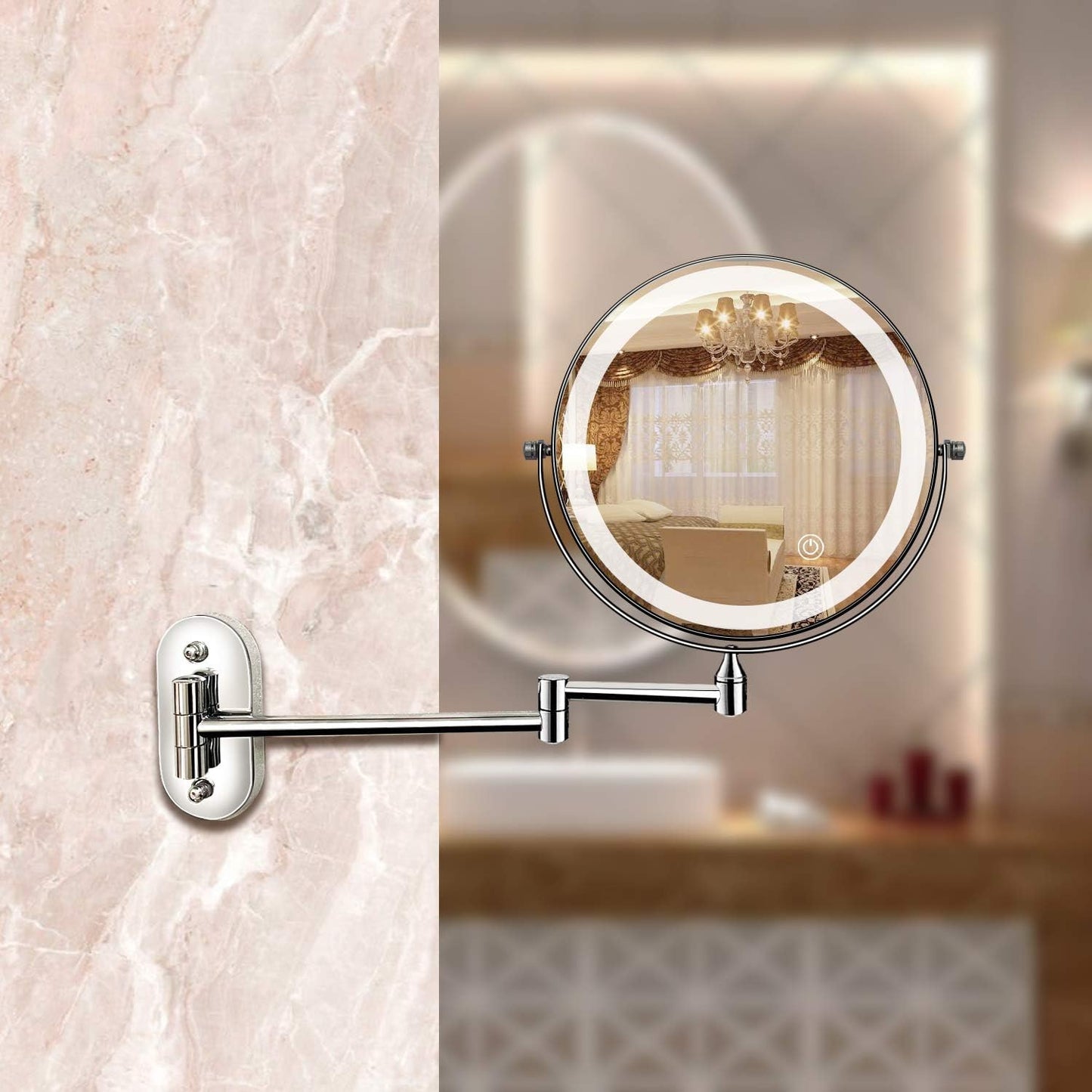 Oplaadbare LED Make-up Spiegel met Verlichting en 5x Vergroting - Dimbaar en Verstelbare Helderheid 3