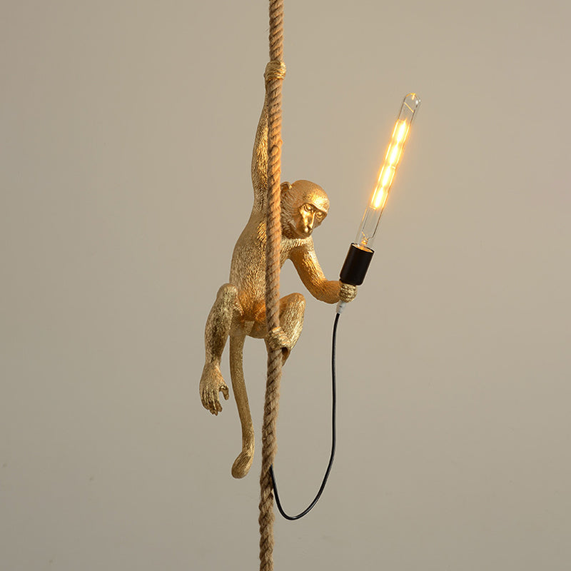 Hanglamp Aap aan Touw Dierenlamp Goud