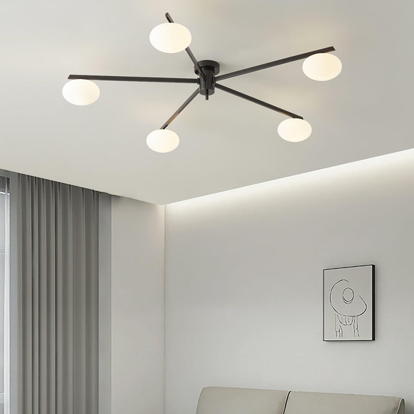 Plafondlamp met Minimalistisch Ontwerp en Ovale Glazen Bol voor Slaapkamer 4