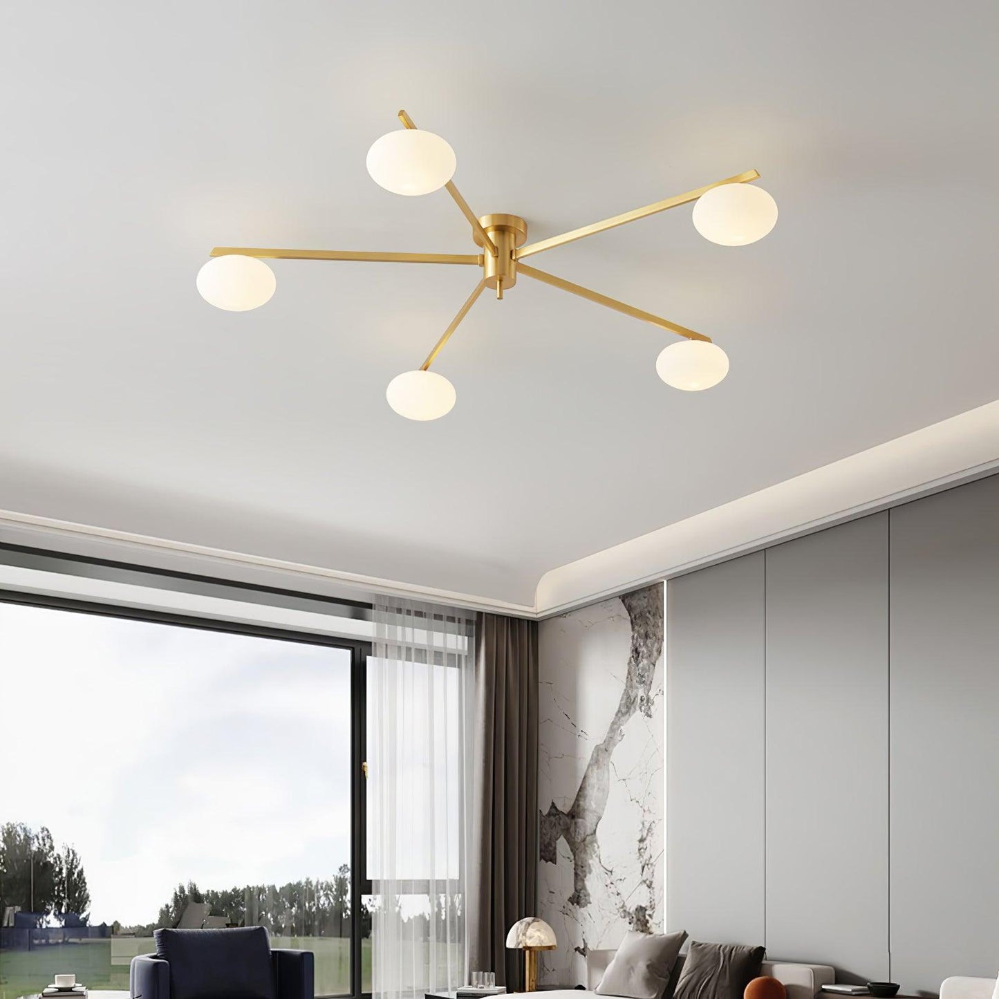 Plafondlamp met Minimalistisch Ontwerp en Ovale Glazen Bol voor Slaapkamer 5