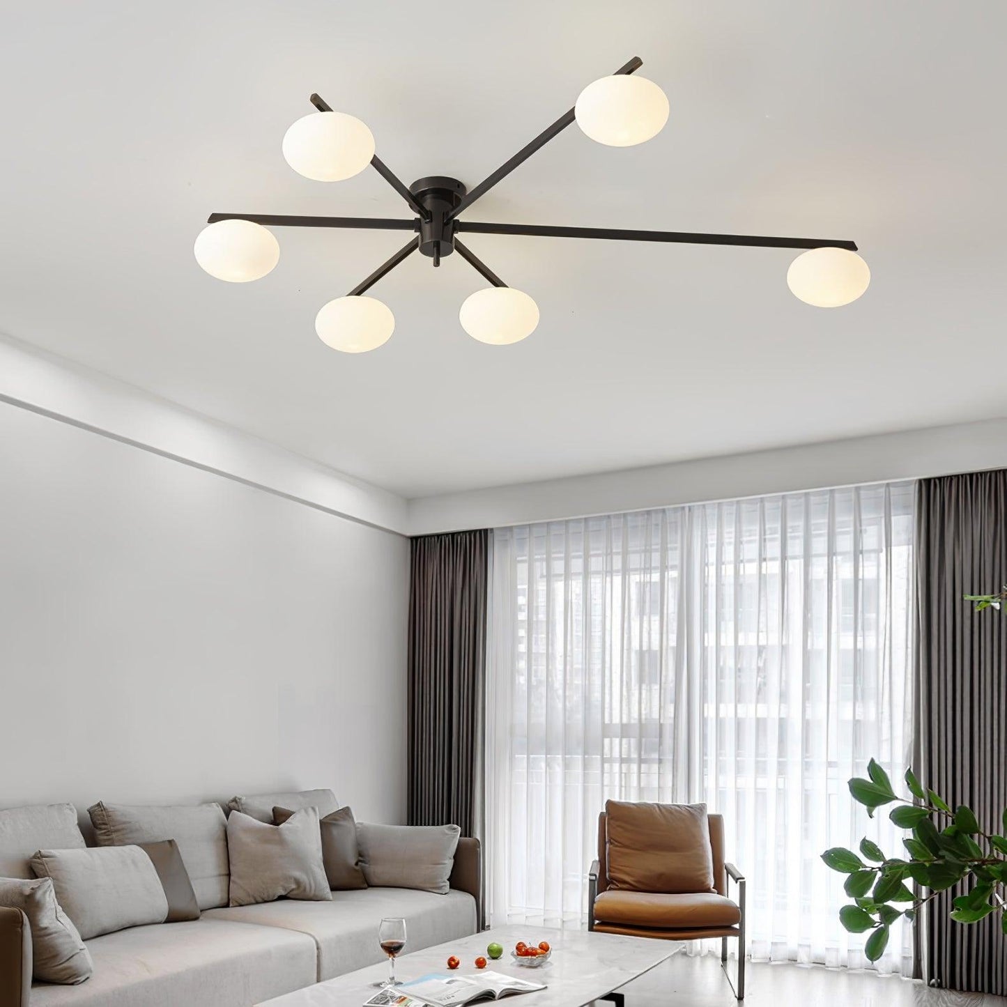 Plafondlamp met Minimalistisch Ontwerp en Ovale Glazen Bol voor Slaapkamer 6