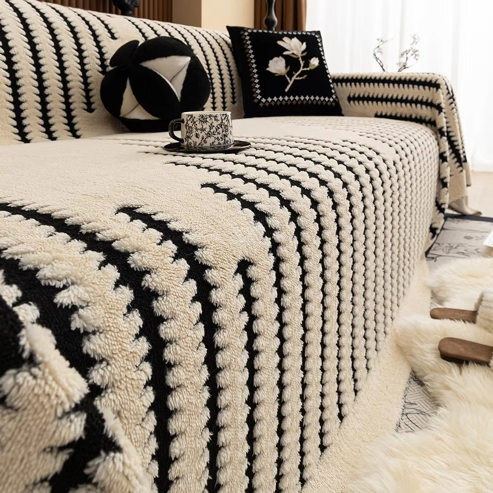 Pluche Bankhoes in Vintage Stijl met Getufte Afwerking en Antislip Ontwerp 1