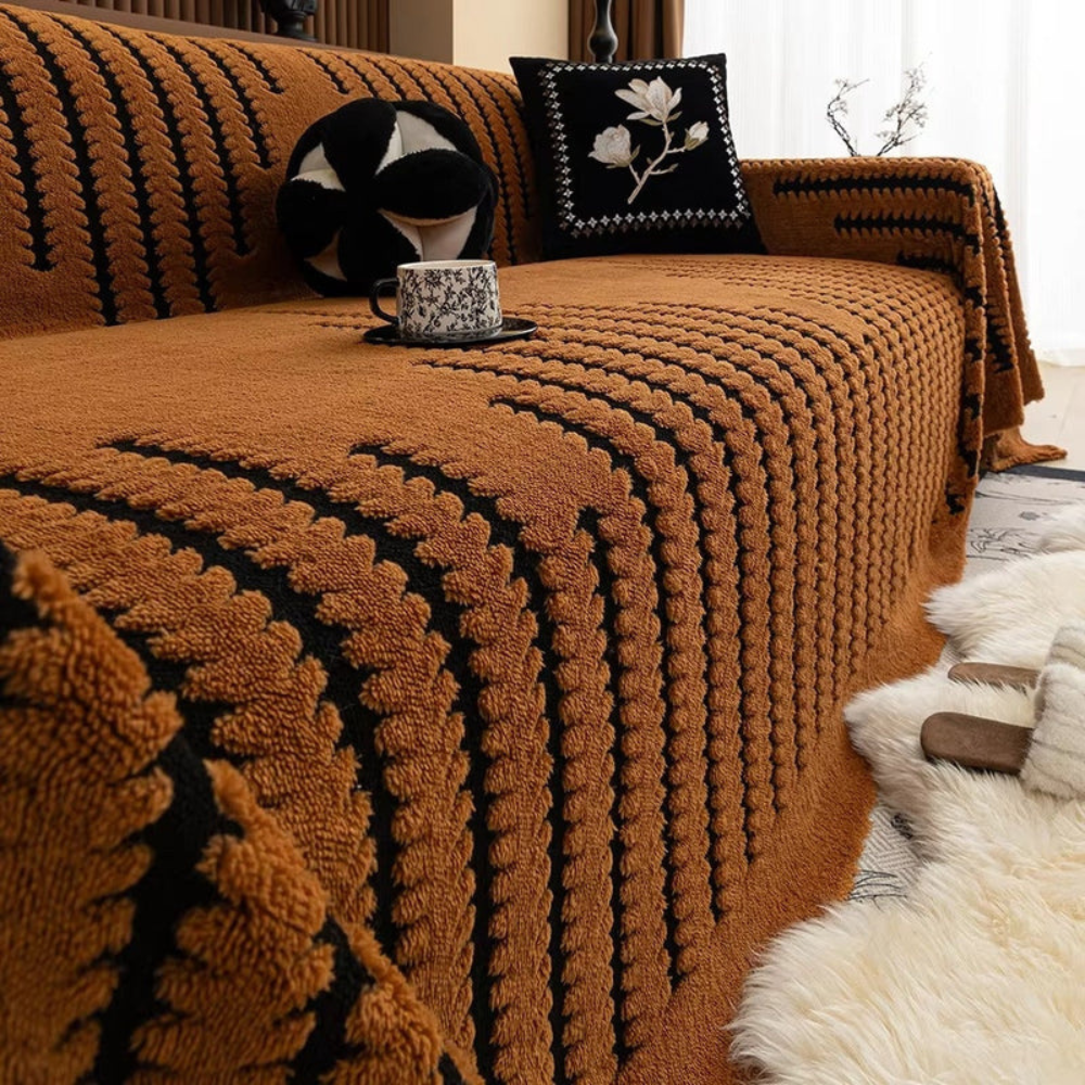 Pluche Bankhoes in Vintage Stijl met Getufte Afwerking en Antislip Ontwerp 4