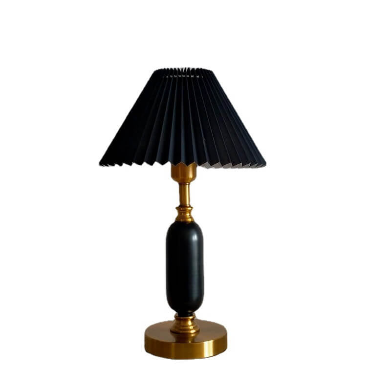 Retro Geplooide Tafellamp Zwart met Kolombasis en 1 Lichtbron – Stijlvolle Interieurverlichting 3