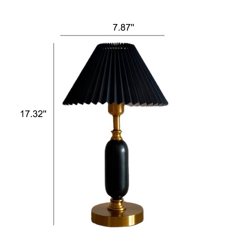 Retro Geplooide Tafellamp Zwart met Kolombasis en 1 Lichtbron – Stijlvolle Interieurverlichting 4