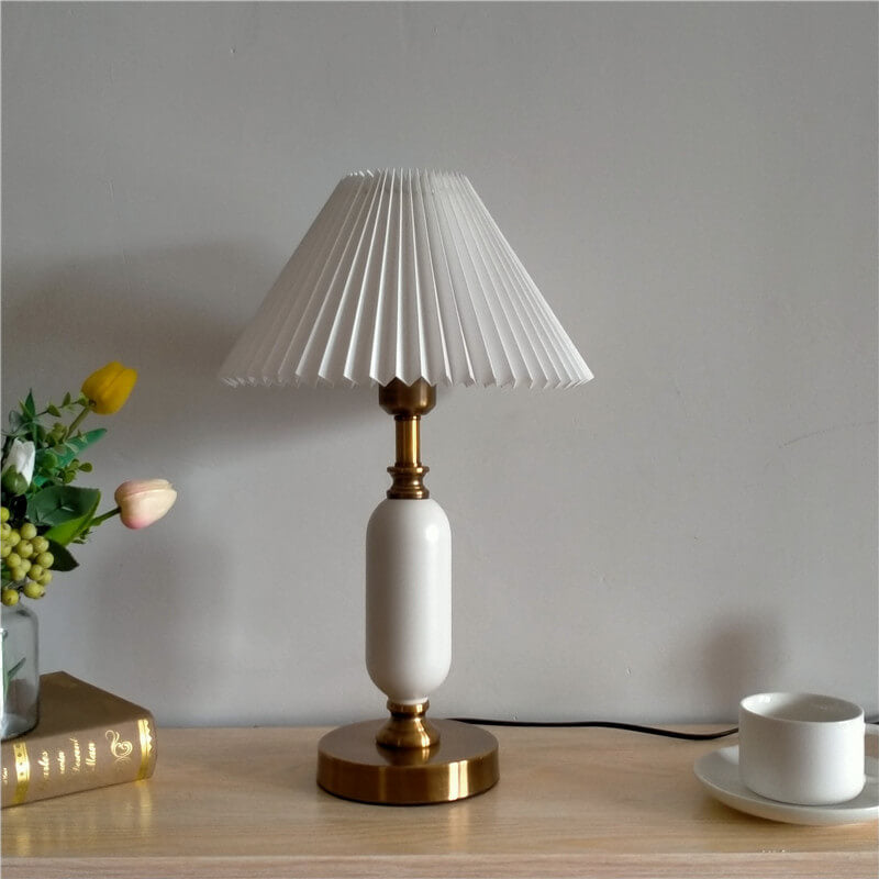 Retro Geplooide Tafellamp Zwart met Kolombasis en 1 Lichtbron – Stijlvolle Interieurverlichting 9