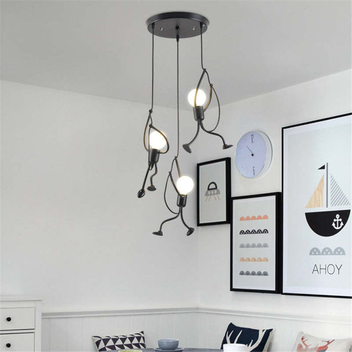 Hanglamp met Klimmend Mannetje - Modern en Creatief 3 Lampen in een Cirkel