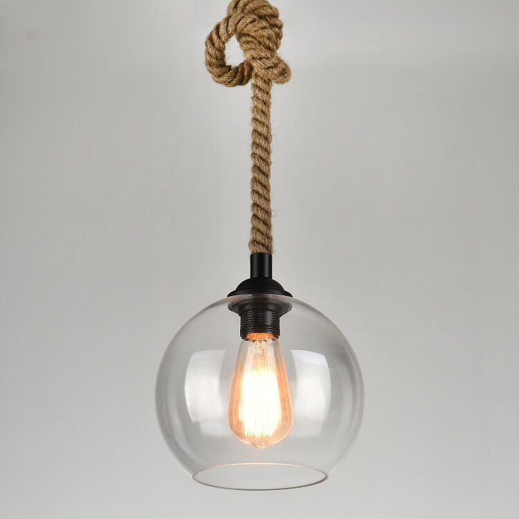 Retro Hanglamp met Glas Globe en Touw voor Woonkamer, Eettafel of Slaapkamer – Industrieel Design 5