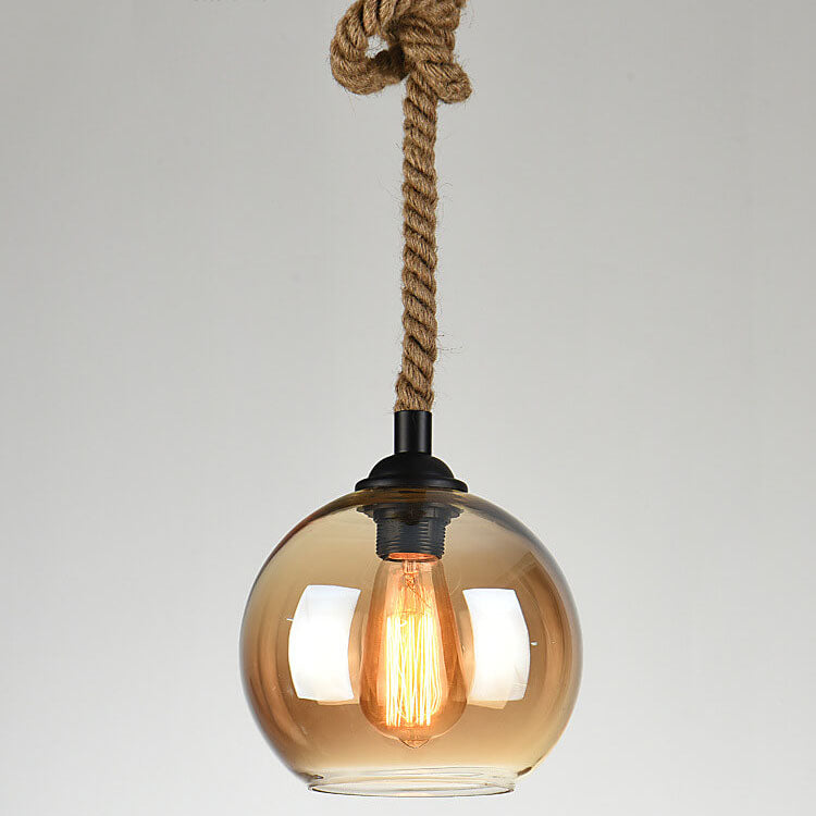 Retro Hanglamp met Glas Globe en Touw voor Woonkamer, Eettafel of Slaapkamer – Industrieel Design 6