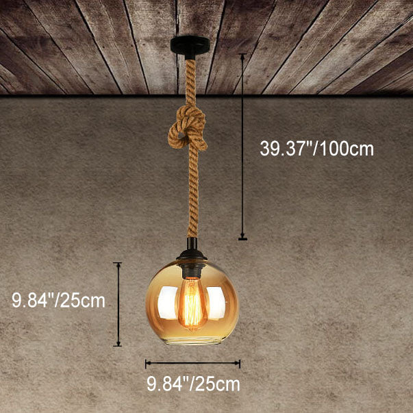 Retro Hanglamp met Glas Globe en Touw voor Woonkamer, Eettafel of Slaapkamer – Industrieel Design 7
