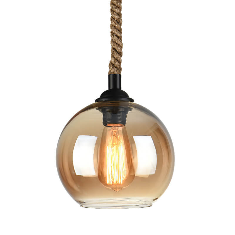 Retro Hanglamp met Glas Globe en Touw voor Woonkamer, Eettafel of Slaapkamer – Industrieel Design 9