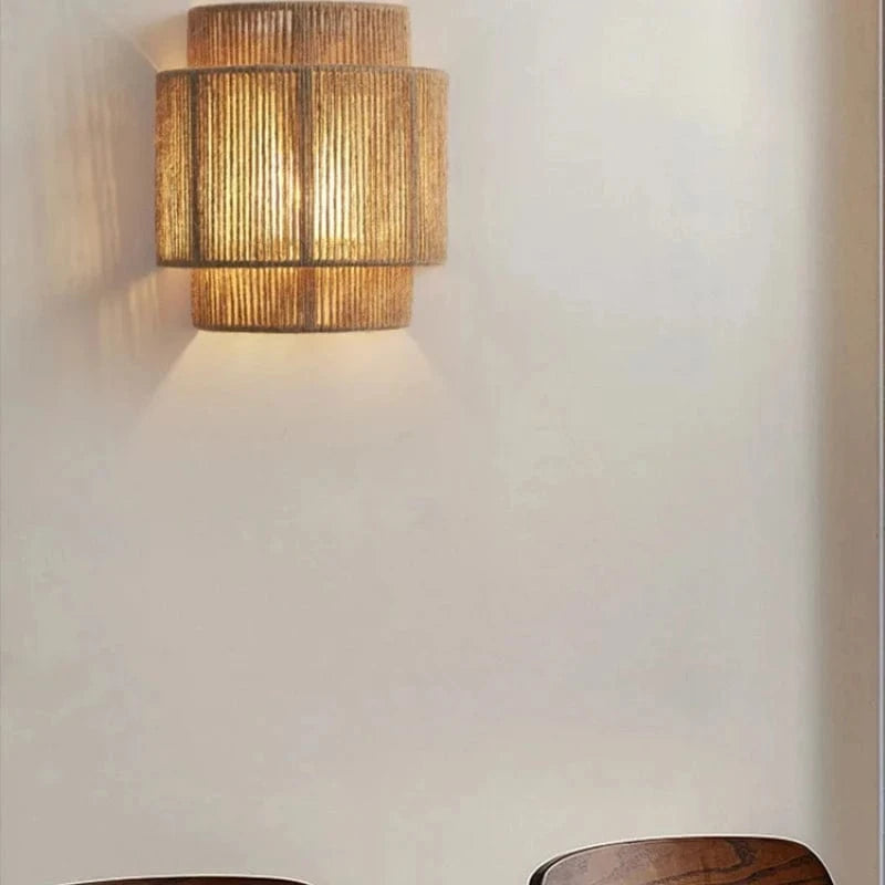Retro Rieten Wandlamp van Handgeweven Bamboe voor Binnen – Natuurlijke Muurlamp voor Sfeervolle Verlichting 5