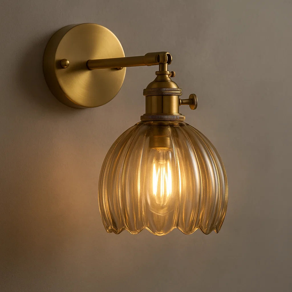 Retro Wandlamp met Glazen Tulpenknop voor Binnengebruik 1