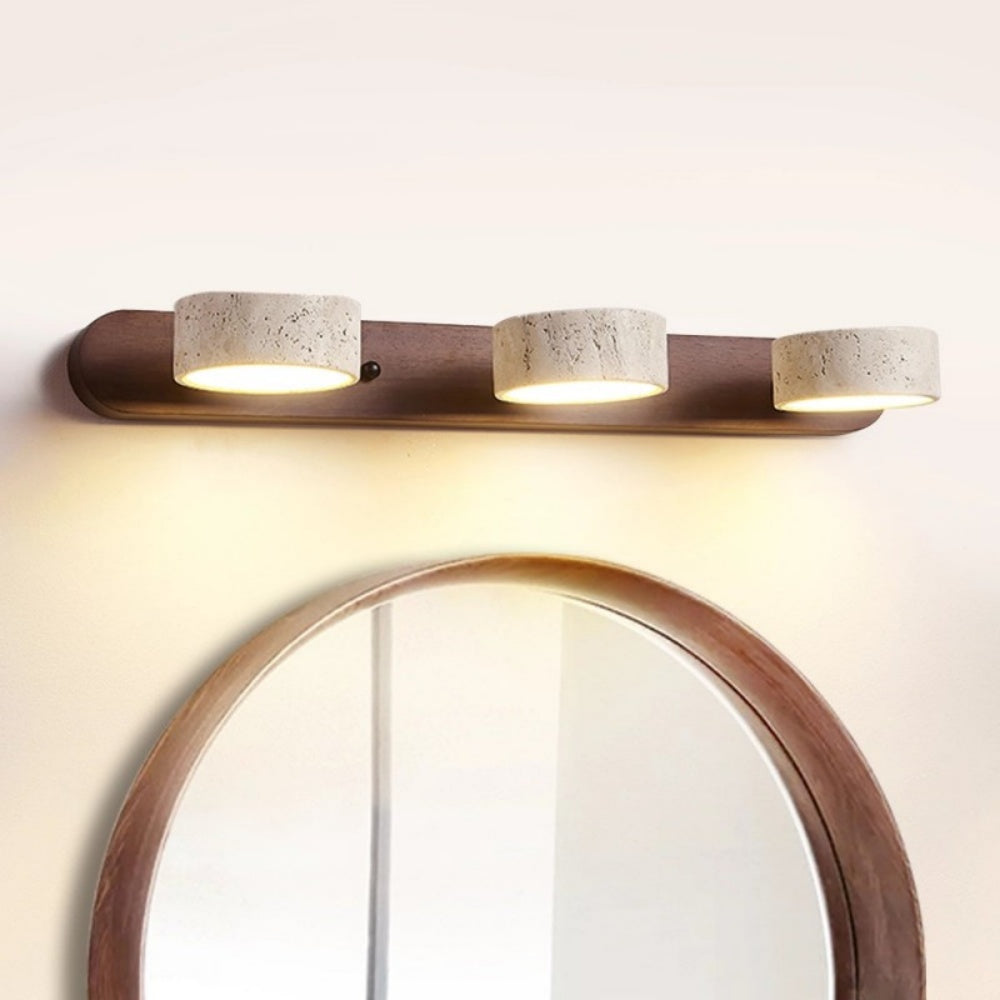Wandlamp voor Binnen met Rotabele Travertine en Japandi Design