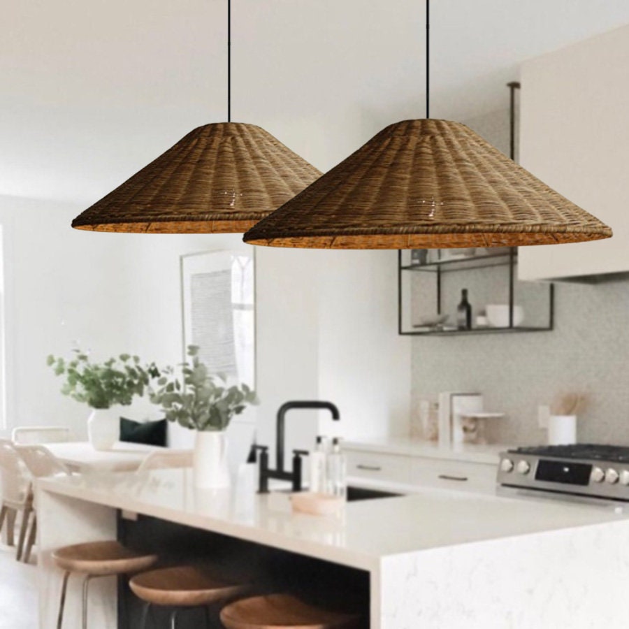 Rotan Hanglamp - Retro Geweven Rieten Hanglamp voor Woonkamer en Eetkamer - 40CM/50CM/60CM 4