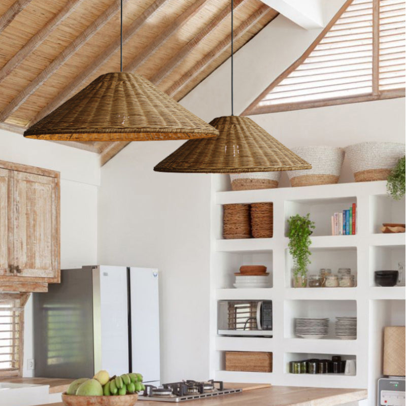 Rotan Hanglamp - Retro Geweven Rieten Hanglamp voor Woonkamer en Eetkamer - 40CM/50CM/60CM 5