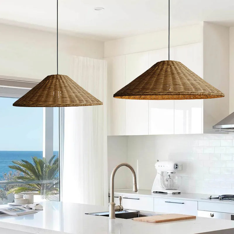 Rotan Hanglamp - Retro Geweven Rieten Hanglamp voor Woonkamer en Eetkamer - 40CM/50CM/60CM 6