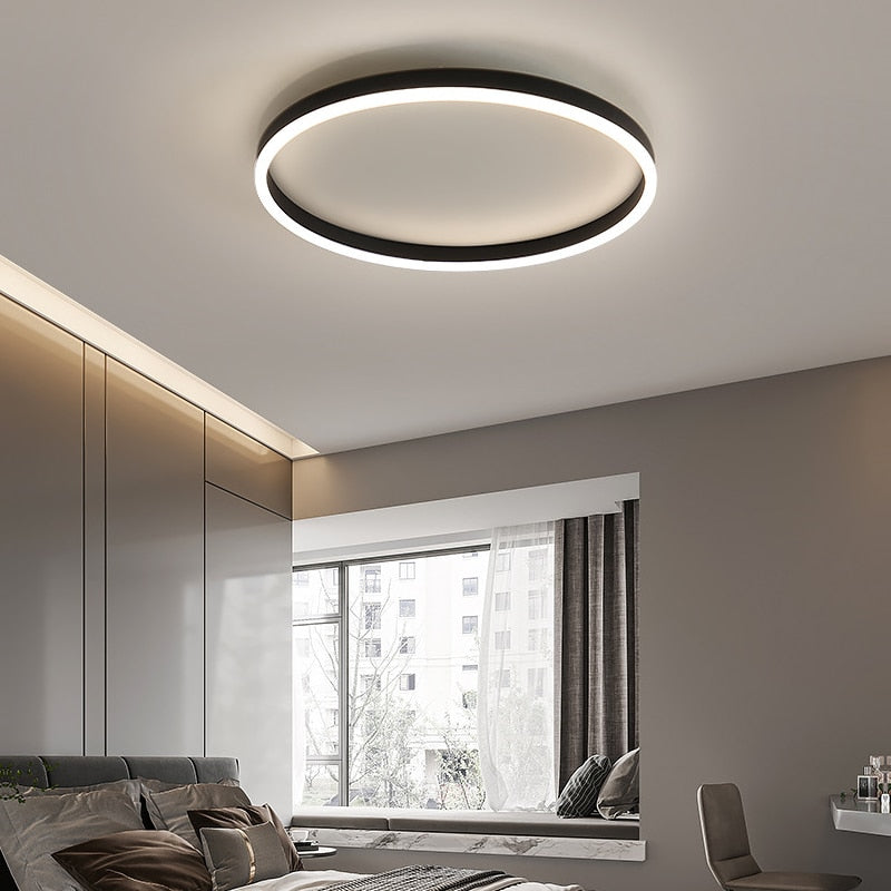 Moderne LED Plafondlamp voor Woonkamer en Slaapkamer Zwart