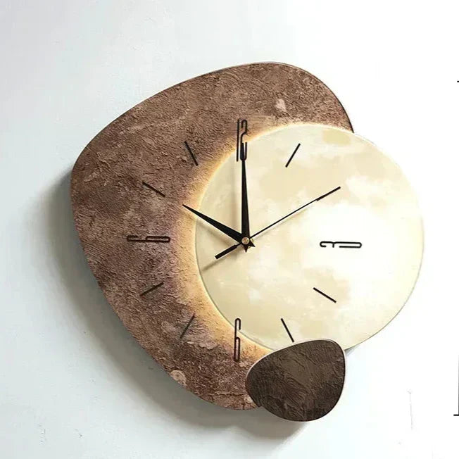 Moderne Wandklok van Natuurlijk Hout met Stil Mechanisme B: Zonder lamp