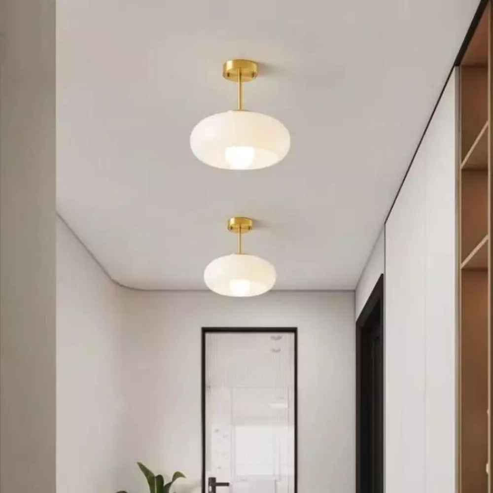 Scandinavische Hanglamp van Messing en Glas