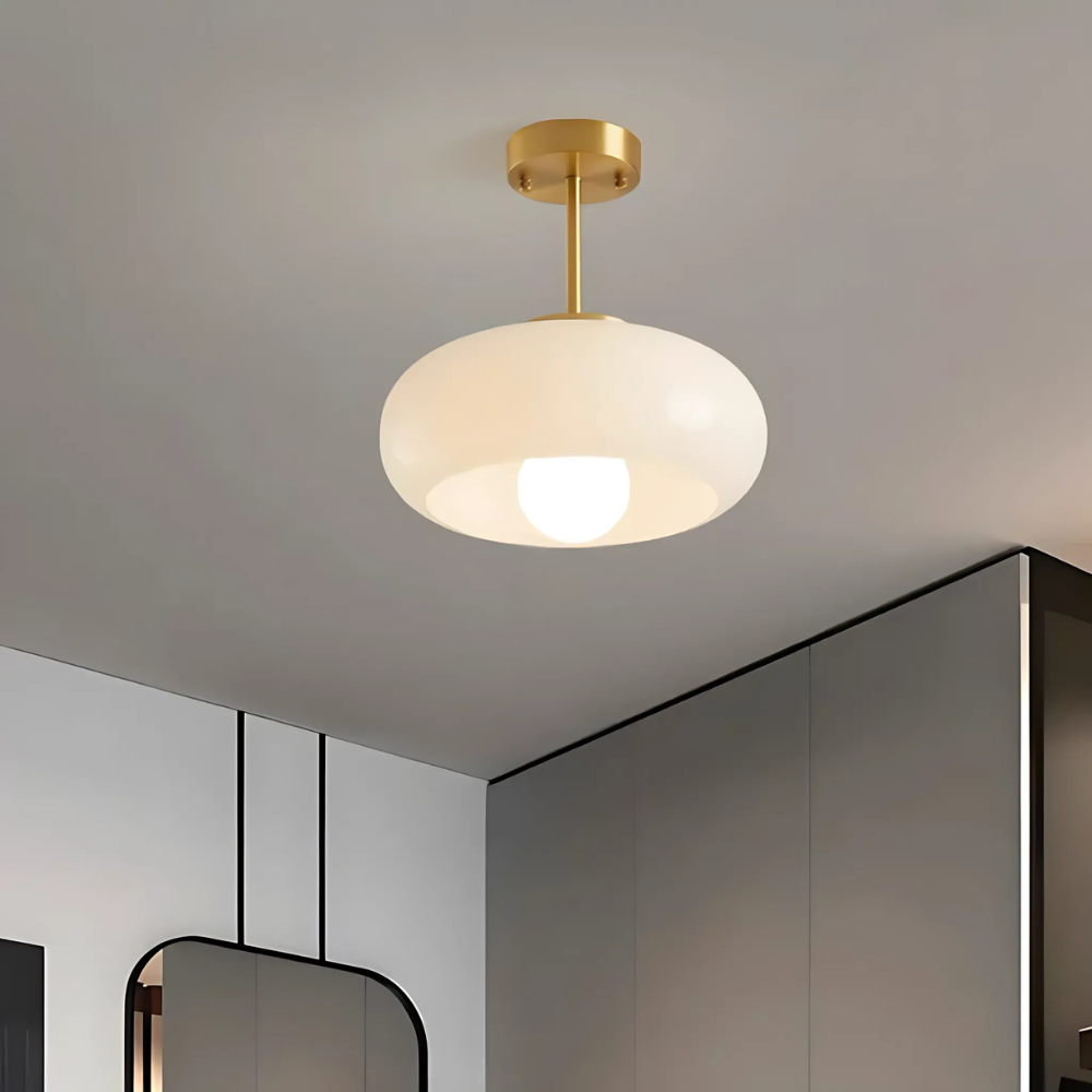 Scandinavische Hanglamp van Messing en Glas