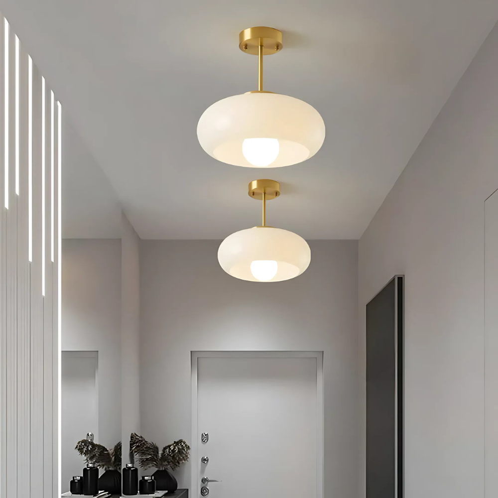 Scandinavische Hanglamp van Messing en Glas