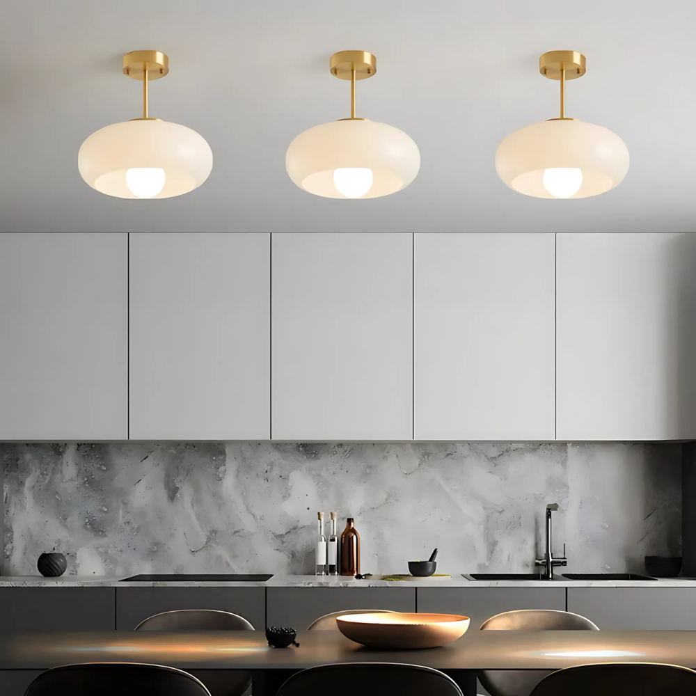 Scandinavische Hanglamp van Messing en Glas