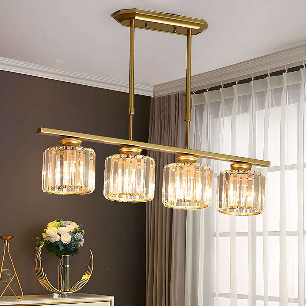 Scandinavische Hanglampen Rij voor Eettafel Goud Rond 4 Lampen (80*7cm)