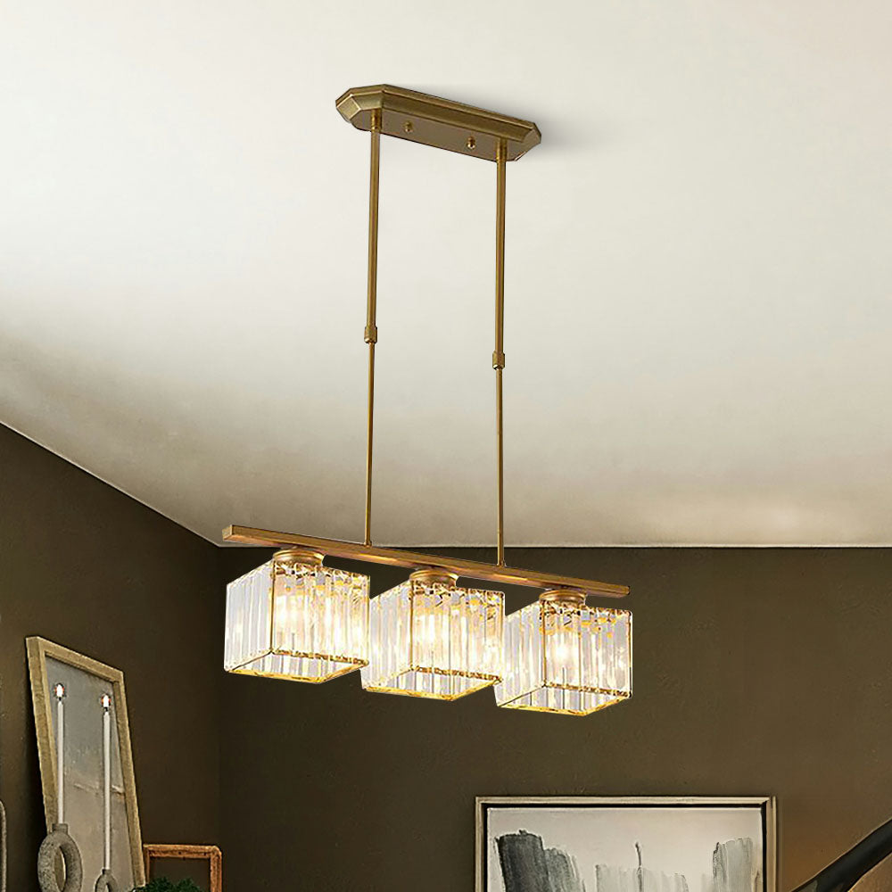 Scandinavische Hanglampen Rij voor Eettafel Goud Vierkant 3 Lampen (60*7cm)