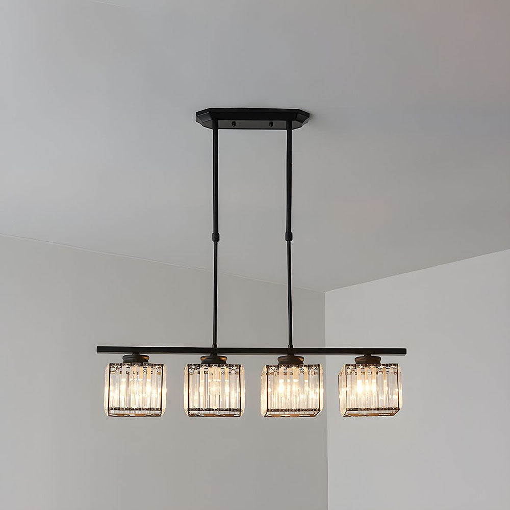 Scandinavische Hanglampen Rij voor Eettafel Zwart Vierkant 4 Lampen (80*7cm)