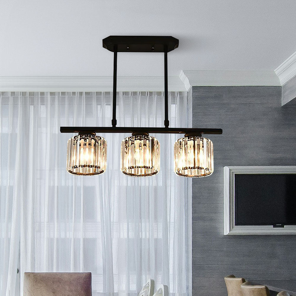 Scandinavische Hanglampen Rij voor Eettafel Zwart Rond 3 Lampen (60*7cm)