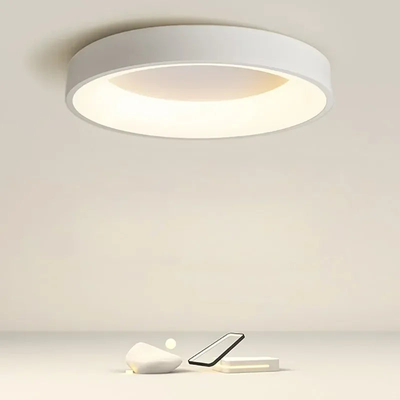 Scandinavische LED Plafondlamp - Ronde Plafonniere voor Slaapkamer en Woonkamer - Zwart 30 cm 1