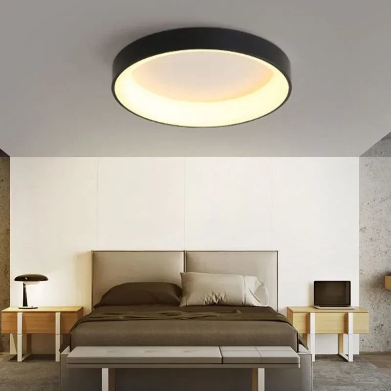 Scandinavische LED Plafondlamp - Ronde Plafonniere voor Slaapkamer en Woonkamer - Zwart 30 cm 3