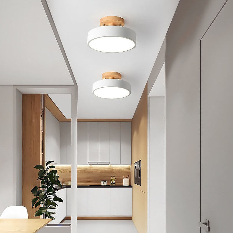 Scandinavische Ronde LED Plafondlamp - Semi-Flush Mount Plafonniere voor Slaapkamer en Woonkamer 0