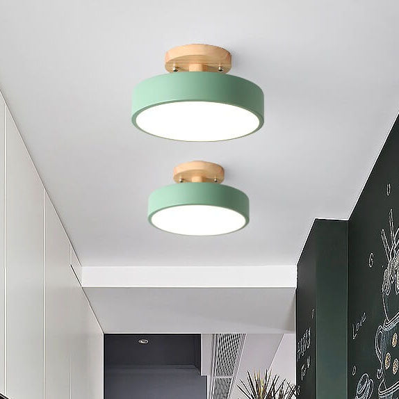 Scandinavische Ronde LED Plafondlamp - Semi-Flush Mount Plafonniere voor Slaapkamer en Woonkamer 1