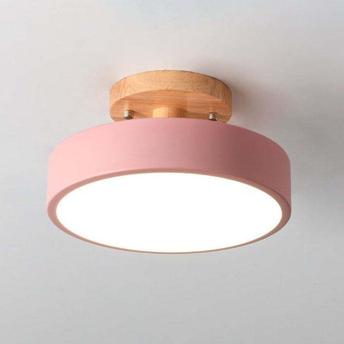 Scandinavische Ronde LED Plafondlamp - Semi-Flush Mount Plafonniere voor Slaapkamer en Woonkamer 11