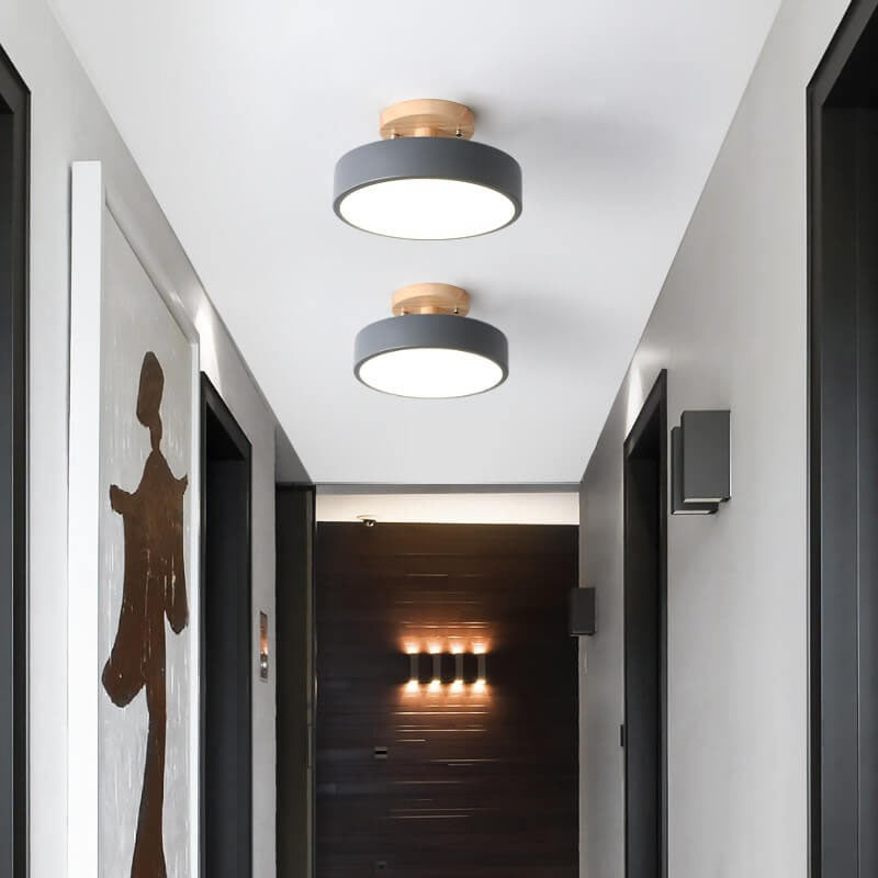 Scandinavische Ronde LED Plafondlamp - Semi-Flush Mount Plafonniere voor Slaapkamer en Woonkamer 14