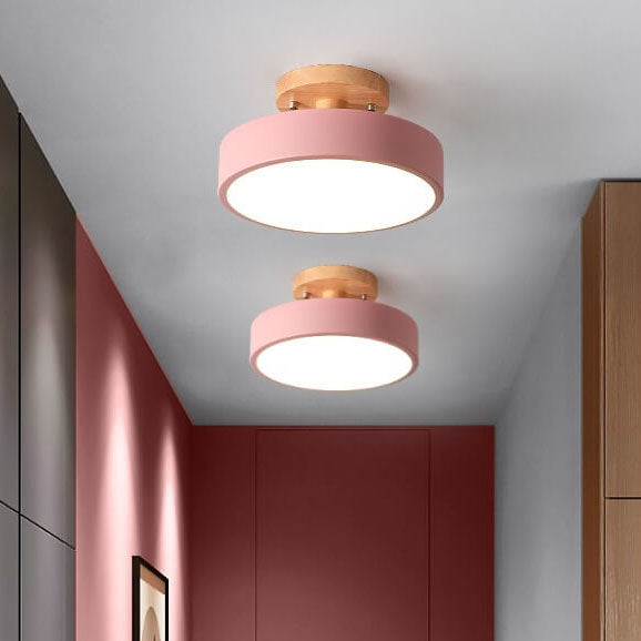 Scandinavische Ronde LED Plafondlamp - Semi-Flush Mount Plafonniere voor Slaapkamer en Woonkamer 2