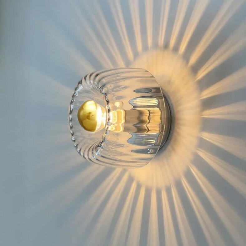Scandinavische Bauhaus Wandlamp van Glas met Warm Witte LED Verlichting voor Binnen Goud