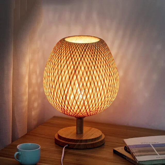 Vintage Bamboe Tafellamp – Rustiek Design voor Warmte en Sfeer in Woonkamer en Slaapkamer 0