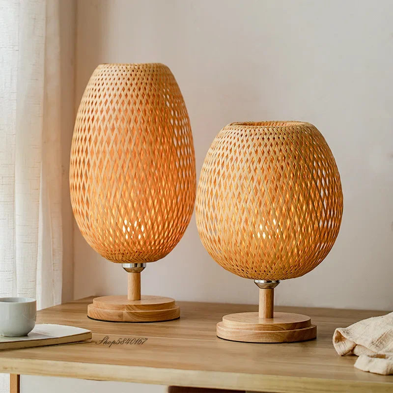 Vintage Bamboe Tafellamp – Rustiek Design voor Warmte en Sfeer in Woonkamer en Slaapkamer 4